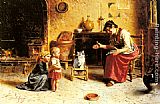 Eugenio Zampighi Famous Paintings - A Child's First Step